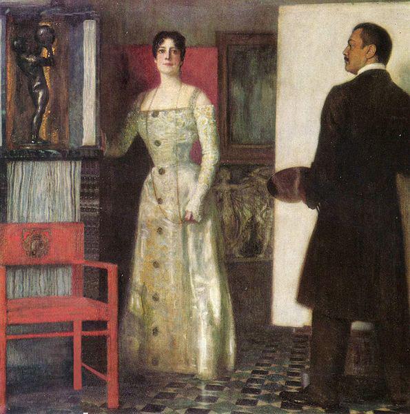 Franz von Stuck Selbstportrat des Malers und seiner Frau im Atelier China oil painting art